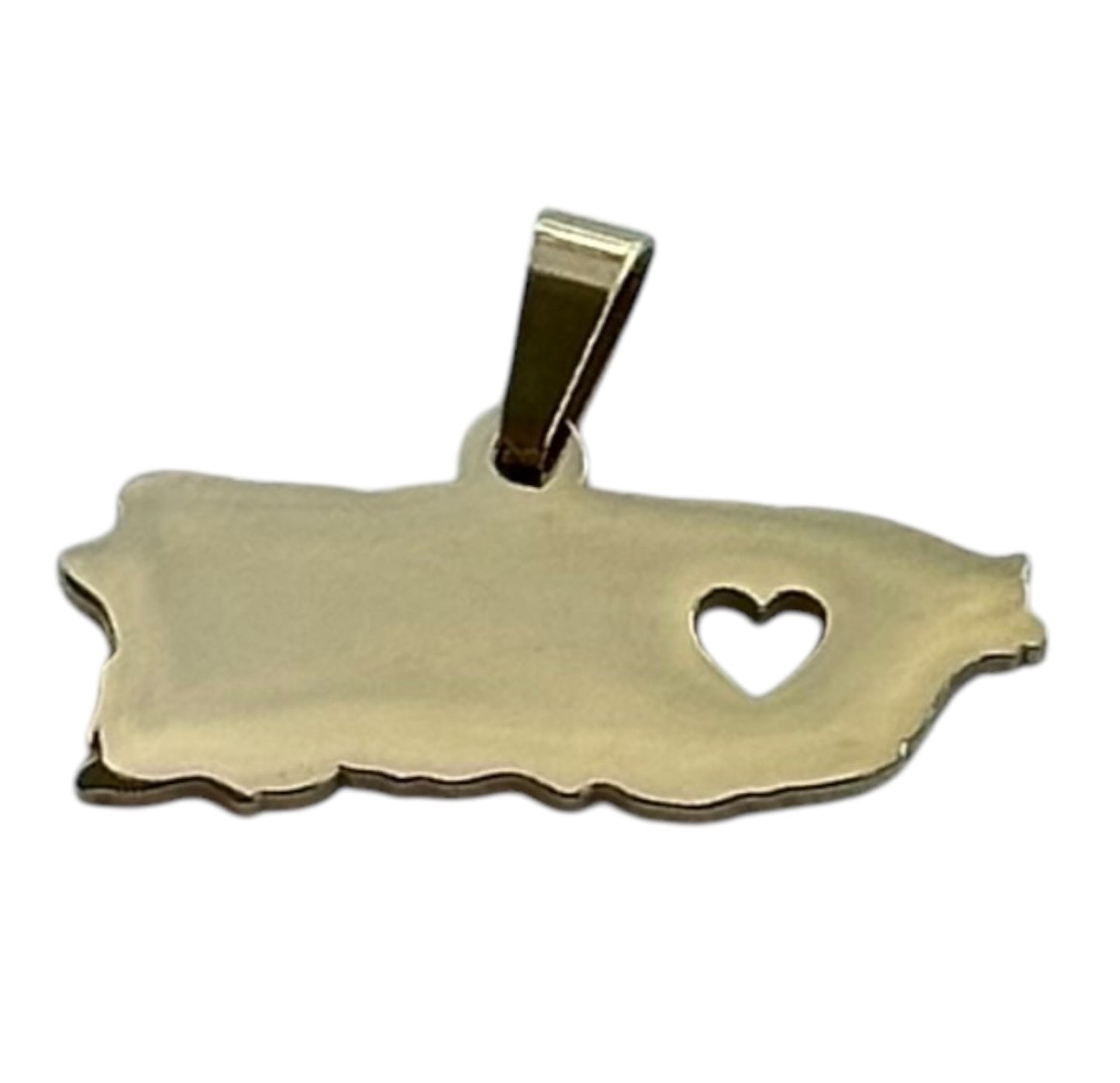 Collar mapa de Puerto Rico con Corazón Dorado