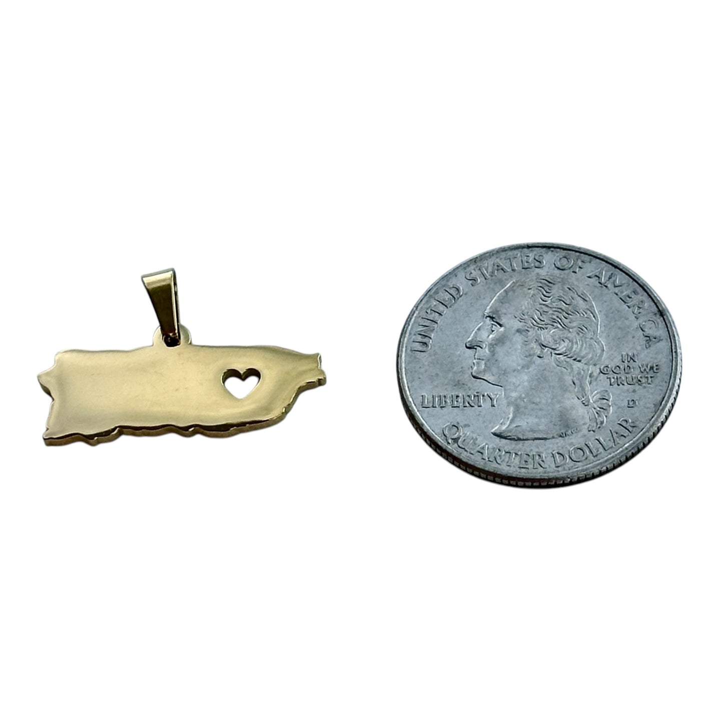 Collar mapa de Puerto Rico con Corazón Dorado
