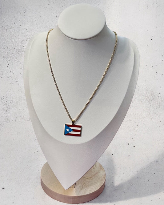 Bandera de P.R. Rectangular Multi en Dorado