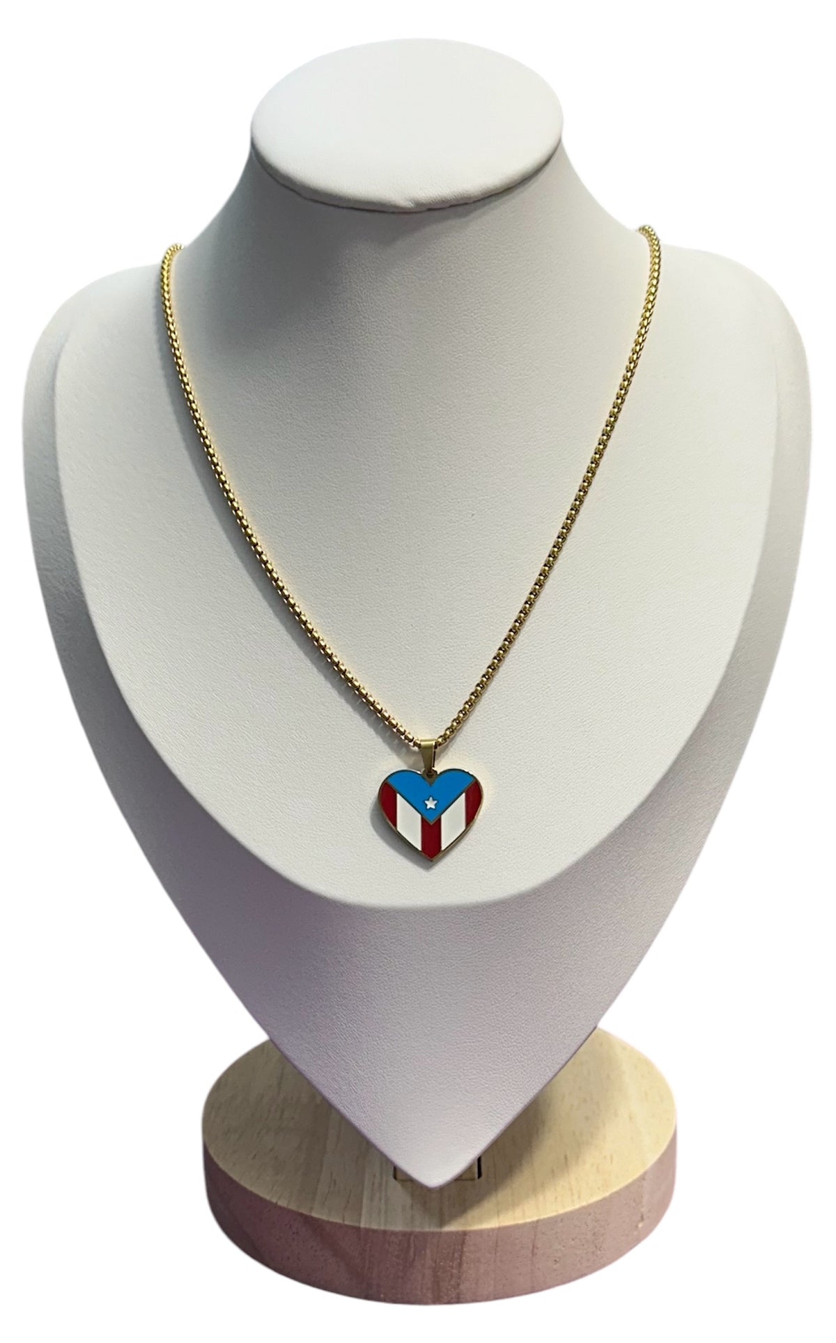 Set Bandera Corazón de PR Colores en Dorado (Collar y Pulsera)