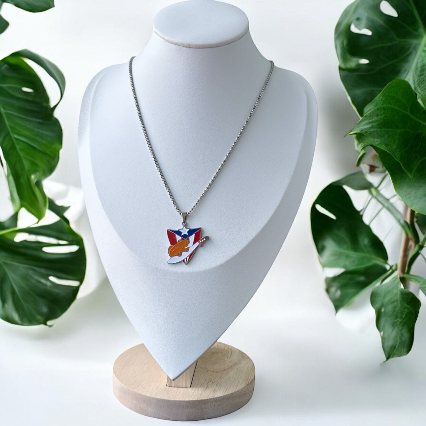 Collar Bandera Coqui/Machete Plateado