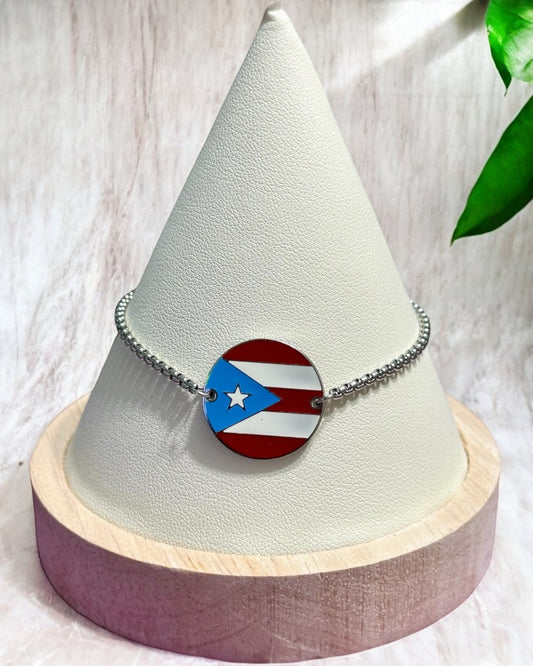 Pulsera Bandera Redonda Plateada