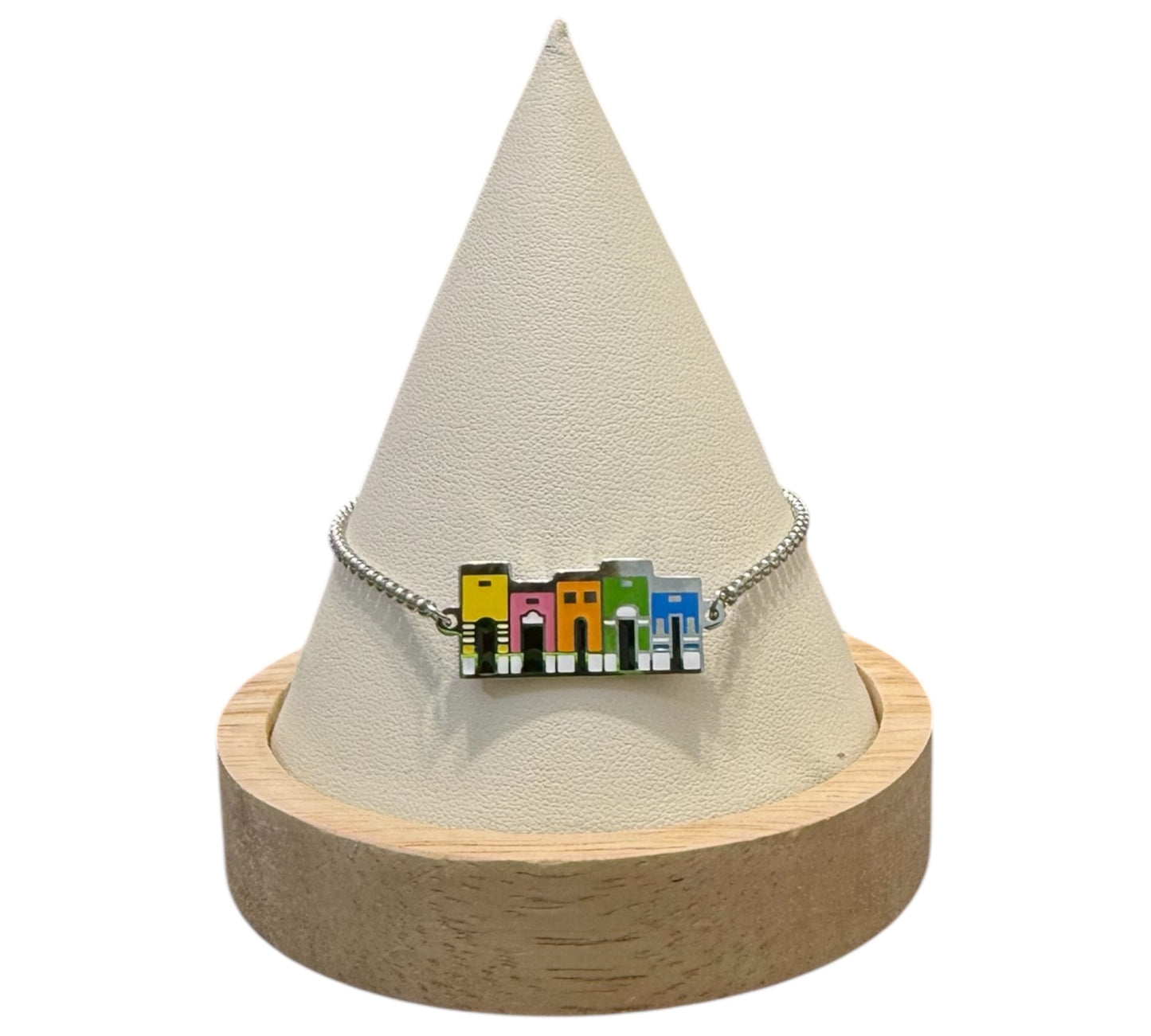 Set Casitas del Viejo San Juan, PR en Plateado(Collar y Pulsera)