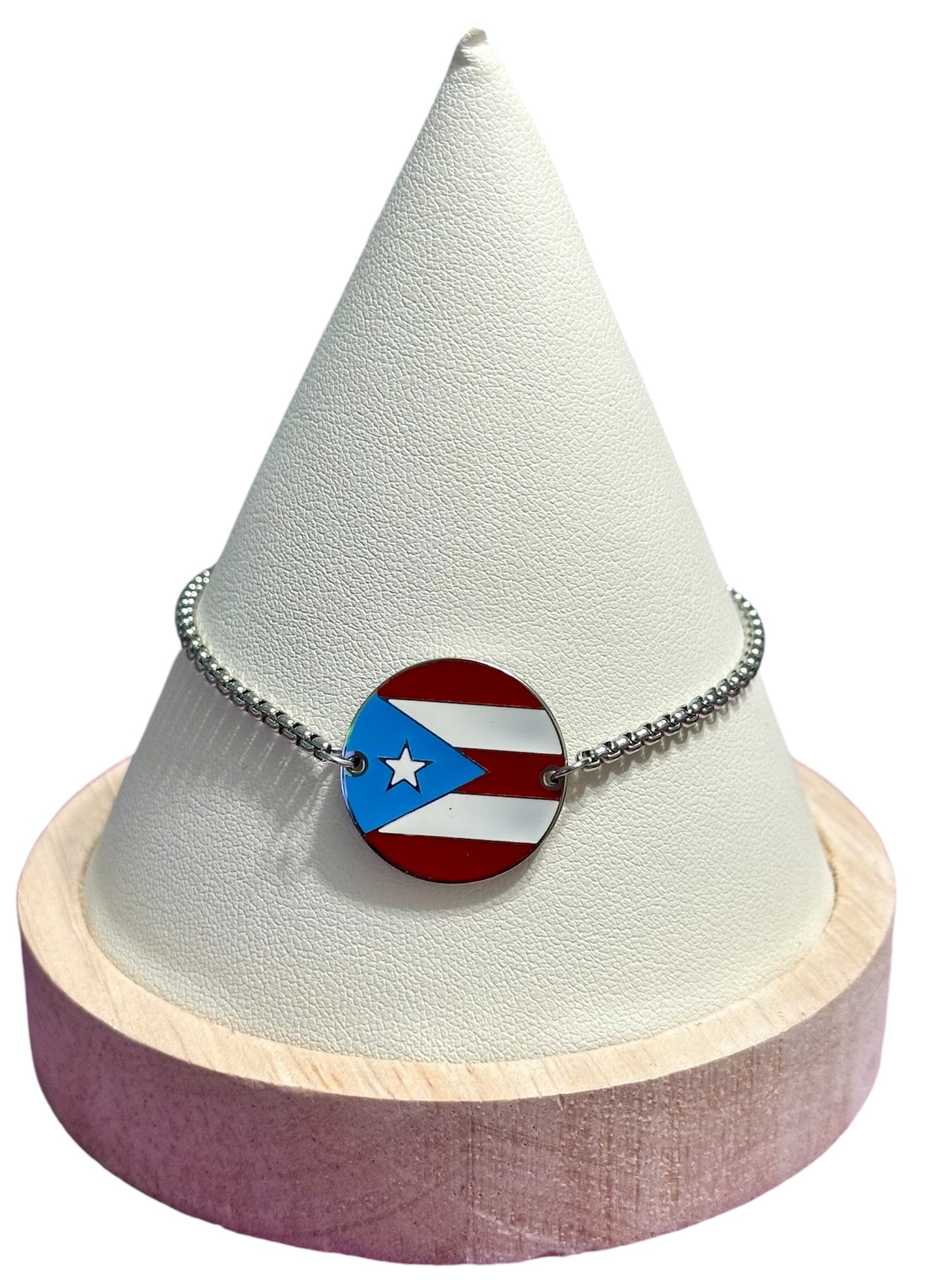 Pulsera Bandera Redonda Plateada