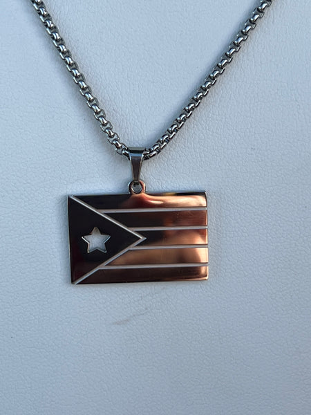 Collar Bandera de Puerto Rico Plateada